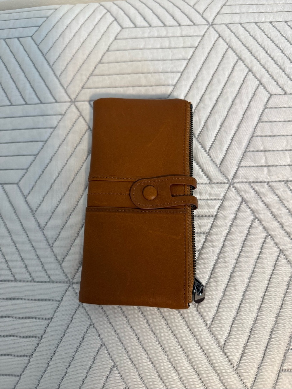 Roulens Leather Zip Wallet with Snap Strap